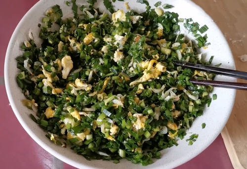 韭菜鸡蛋虾皮包子馅1